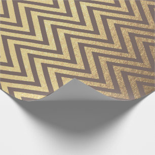 Zig Zag Stripes Brown Gold Chocolate Chevron Line Cadeaupapier
