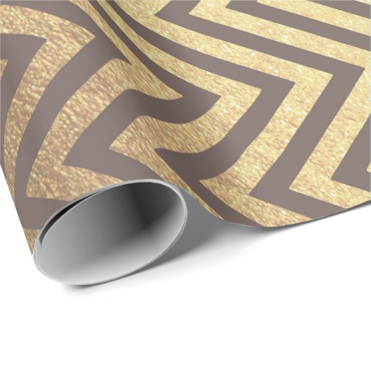 Zig Zag Stripes Brown Gold Chocolate Chevron Line Cadeaupapier (Rol Hoek)
