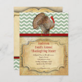 Zig Zag Traditionele Thanksgiving Turkije Dinner Kaart (Voorkant / Achterkant)