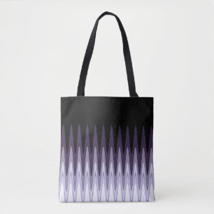 Zig Zag Zwart Wit Grijs Donker Paars Beige Patroon Tote Bag
