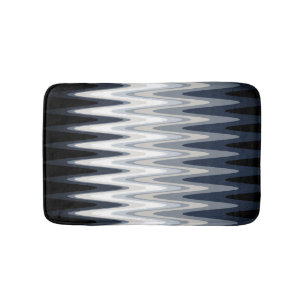 Zig Zag Zwart Wit Grijs Navy Blauw Beige Patroon Badmat
