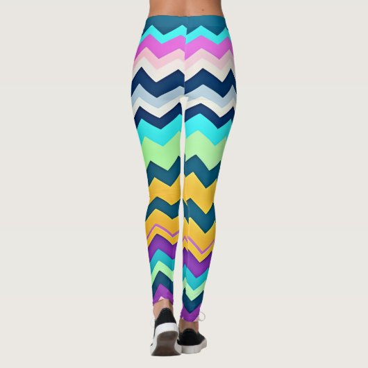 Zig-zagging pastel regenboogpatroon leggings (Achterkant)