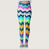 Zig-zagging pastel regenboogpatroon leggings (Voorkant)