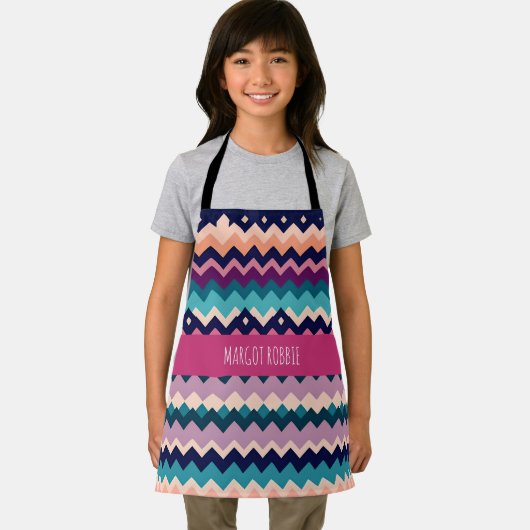 Zig-zagging pastel roze Navy Retro Patroon Schort (Insitu)