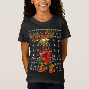 Zige Sweater kerstlampjes Rottweiler Dog Puppy T-shirt