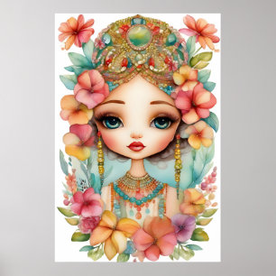 Zigeuner Meisje Met Kralen INGELIJSTE KUNST Poster