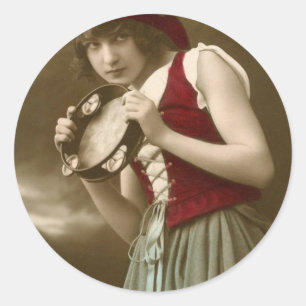 Zigeuner  meisje ronde sticker