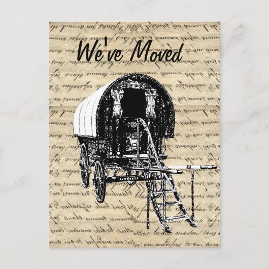 zigeunerkaravaan adreswijziging aankondigingskaart (Voorkant)