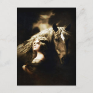 zigeunermeisje met Antiek Briefkaart voor paarden