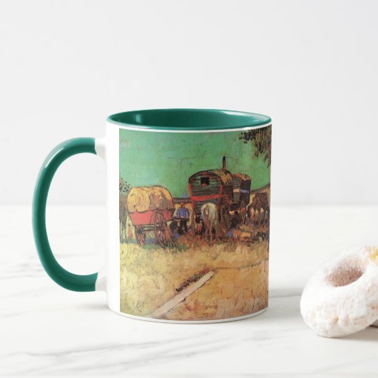 zigeuners met caravans van Vincent van Gogh Mok (Met donut)