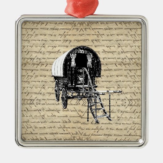  zigeunerwagen metalen ornament (Voorkant)