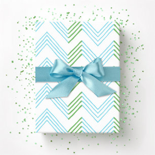 Ziggy Chevron in Groen en Aqua Cadeaupapier