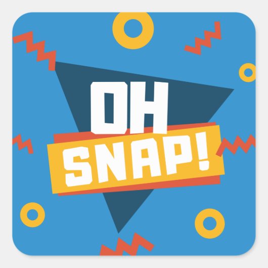 Zigzag 90's 80's Retro Oh Snap Vierkante Sticker (Voorkant)