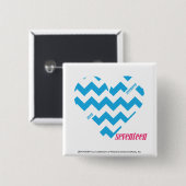 ZigZag Aqua 4 Vierkante Button 5,1 Cm (Voorkant /achterkant)