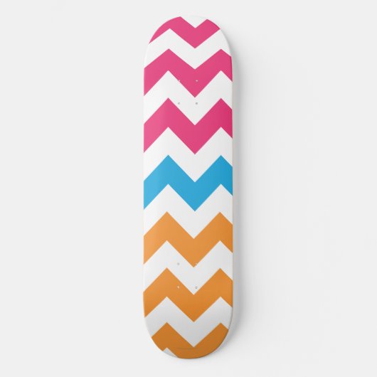ZigZag Aqua-Oranje-Magenta Skateboard (Voorkant)