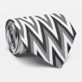 Zigzag Black en White Pattern Stropdas (Opgerold)
