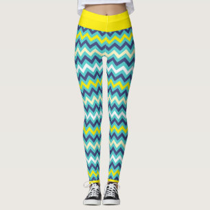 Zigzag Blauw Groen Geel Chevron Patroon  Leggings