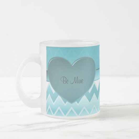 Zigzag-Blauwgroen hart Matglas Koffiemok (Links)