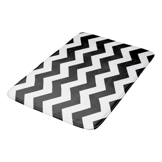 Zigzag Chevron Black en White Badmat (Gekanteld)