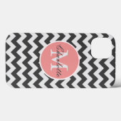 ZigZag Chevron Chic Monogrammed Pink Gray Pattern Case-Mate iPhone Case (Achterkant (horizontaal))
