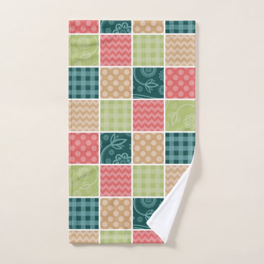 Zigzag, Chevron, En vichy, Pois, Patchwork (Serviette à main)