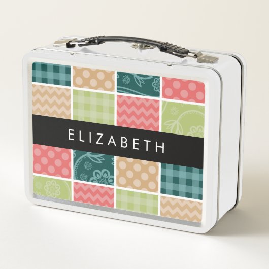 zigzag, Chevron, Gingham, Polka dots, Jouw naam (Achterkant)