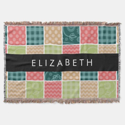 zigzag, Chevron, Gingham, Polka dots, Jouw naam Deken (Voorkant)