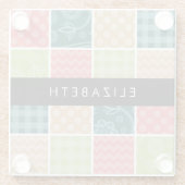 zigzag, Chevron, Gingham, Polka dots, Jouw naam Glazen Onderzetter (Achterkant)