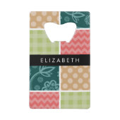 zigzag, Chevron, Gingham, Polka dots, Jouw naam Kredietkaart Flessenopener (Voorkant)