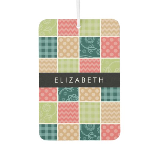 zigzag, Chevron, Gingham, Polka dots, Jouw naam Luchtverfrisser (Voorkant)