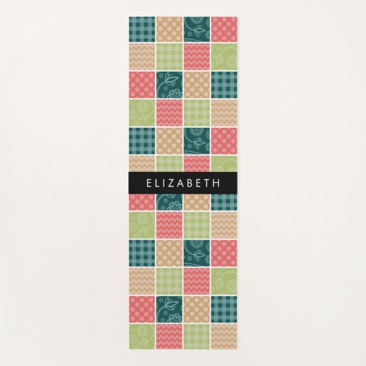 zigzag, Chevron, Gingham, Polka dots, Jouw naam Yogamat (Voorkant)
