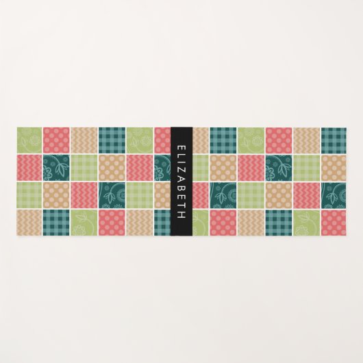 zigzag, Chevron, Gingham, Polka dots, Jouw naam Yogamat (Voorkant (horizontaal))