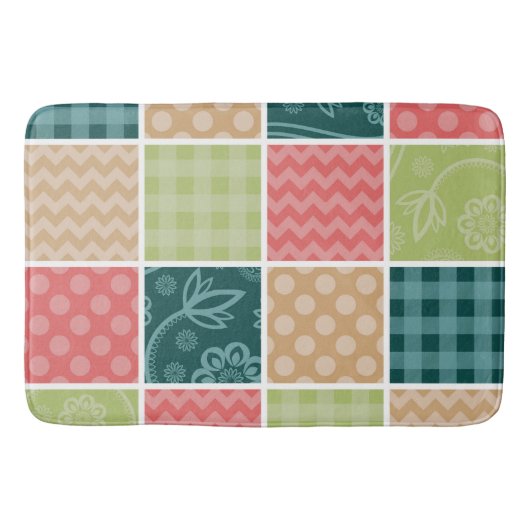 Zigzag, Chevron, Gingham, Polka Dots, Patchwork Badmat (Voorkant)