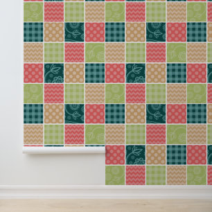 Zigzag, Chevron, Gingham, Polka Dots, Patchwork Behang