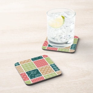 Zigzag, Chevron, Gingham, Polka Dots, Patchwork Bier Onderzetter