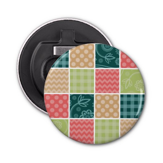 Zigzag, Chevron, Gingham, Polka Dots, Patchwork Button Flesopener (Voorkant)
