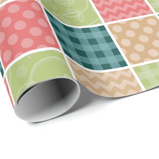 Zigzag, Chevron, Gingham, Polka Dots, Patchwork Cadeaupapier (Rol Hoek)