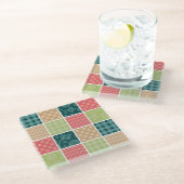 Zigzag, Chevron, Gingham, Polka Dots, Patchwork Glazen Onderzetter (Schuin)