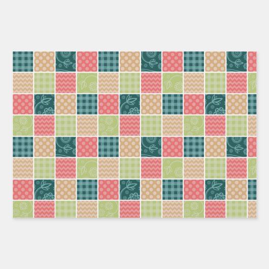 Zigzag, Chevron, Gingham, Polka Dots, Patchwork Inpakpapier Vel (Voorkant 2)