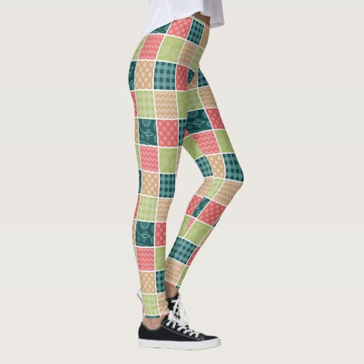 Zigzag, Chevron, Gingham, Polka Dots, Patchwork Leggings (Rechts)