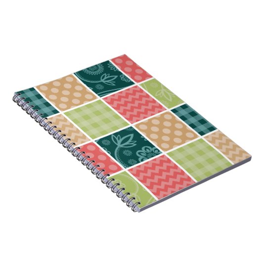 Zigzag, Chevron, Gingham, Polka Dots, Patchwork Notitieboek (Rechterzijde)