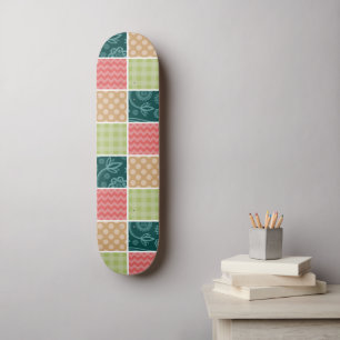 Zigzag, Chevron, Gingham, Polka Dots, Patchwork Skateboard