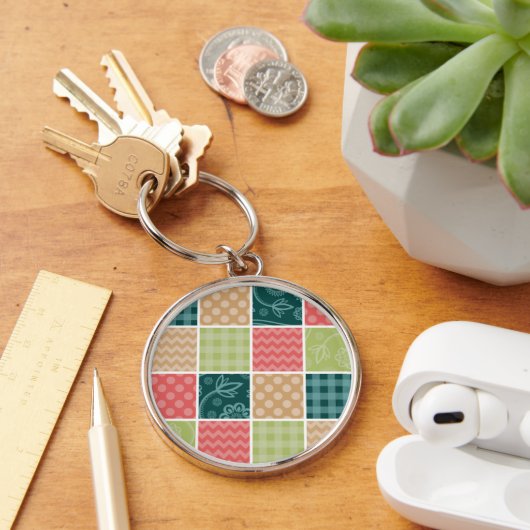 Zigzag, Chevron, Gingham, Polka Dots, Patchwork Sleutelhanger (Bureau)