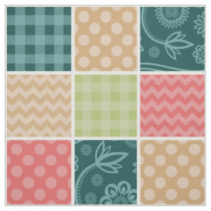 Zigzag, Chevron, Gingham, Polka Dots, Patchwork Stof