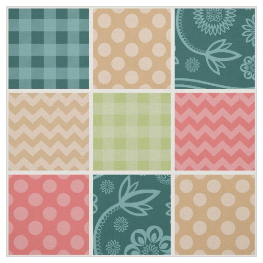 Zigzag, Chevron, Gingham, Polka Dots, Patchwork Stof (Swatch)