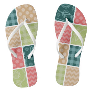 Zigzag, Chevron, Gingham, Polka Dots, Patchwork Teenslippers