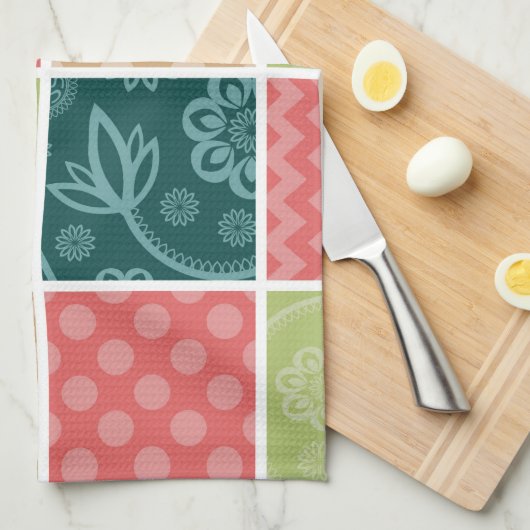 Zigzag, Chevron, Gingham, Polka Dots, Patchwork Theedoek (Quarter Fold)