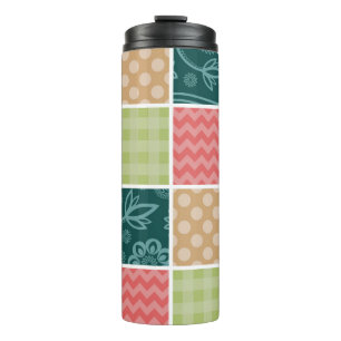 Zigzag, Chevron, Gingham, Polka Dots, Patchwork Thermosbeker