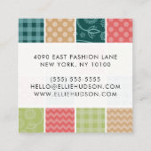 Zigzag, Chevron, Gingham, Polka Dots, Patchwork Vierkante Visitekaartje (Achterkant)