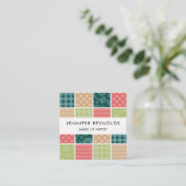 Zigzag, Chevron, Gingham, Polka Dots, Patchwork Vierkante Visitekaartje (Staand voorkant)
